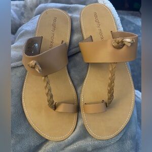 Naughty Monkey Tan Leather Braided Sandals